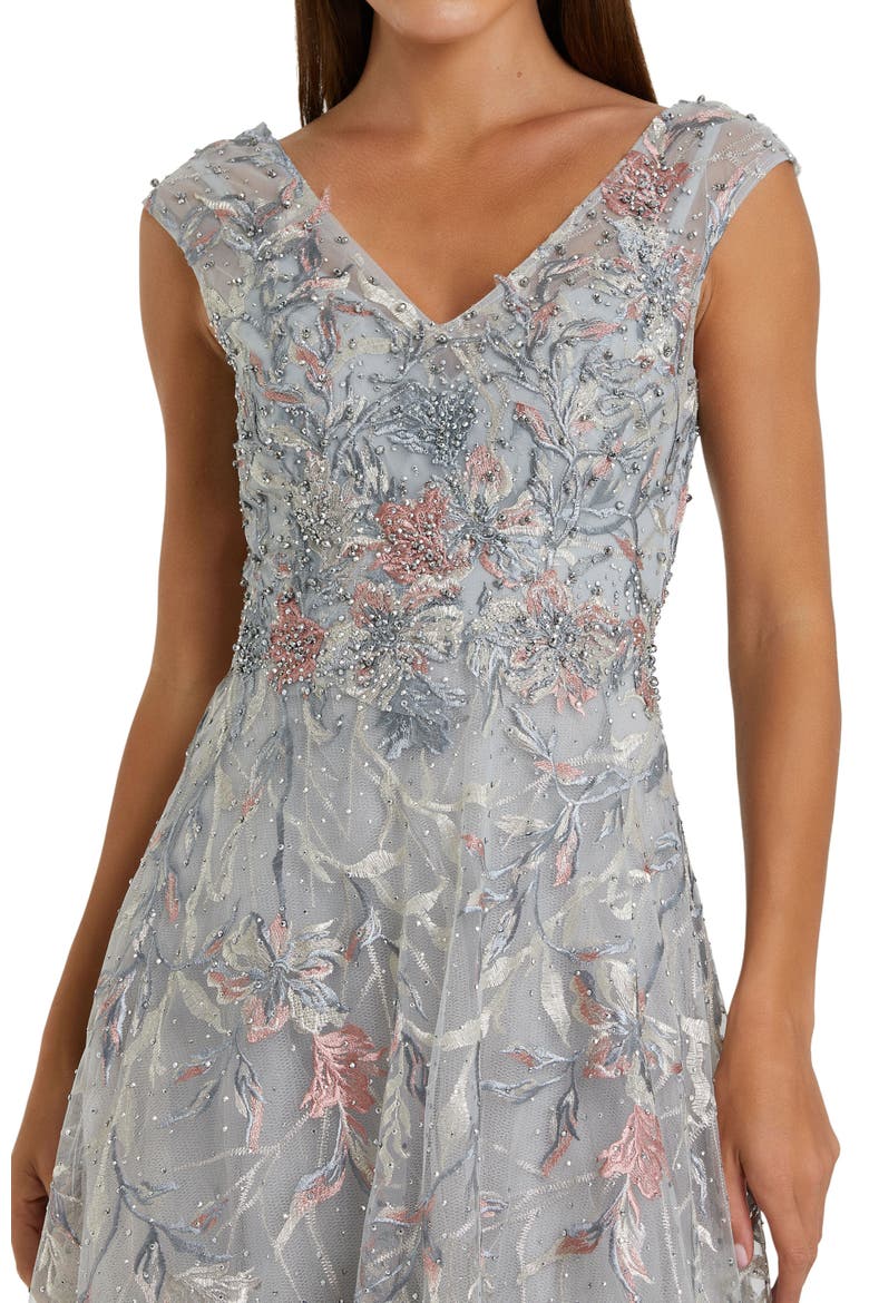 Embroidered Illusion Cap Sleeve A Line Gown, Alternate, color, MULTI