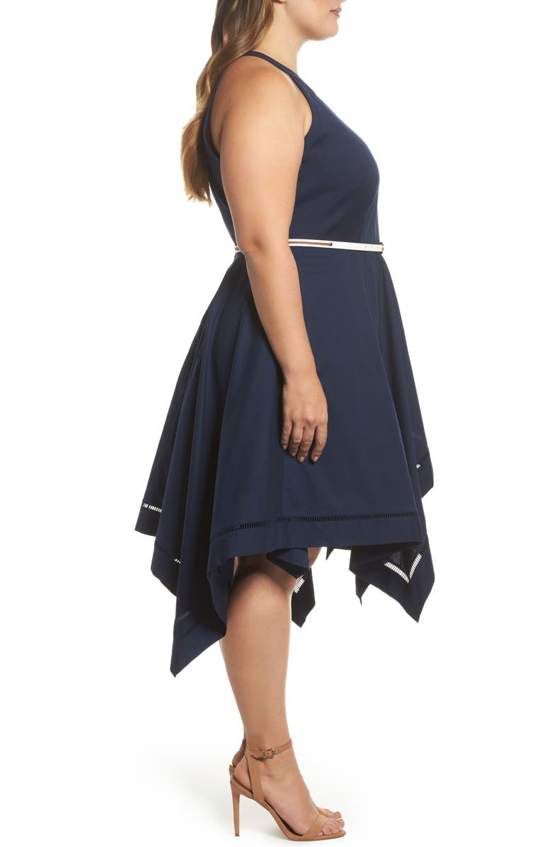 Eliza J Handkerchief Hem Fit & Flare Dress, Alternate, color, 