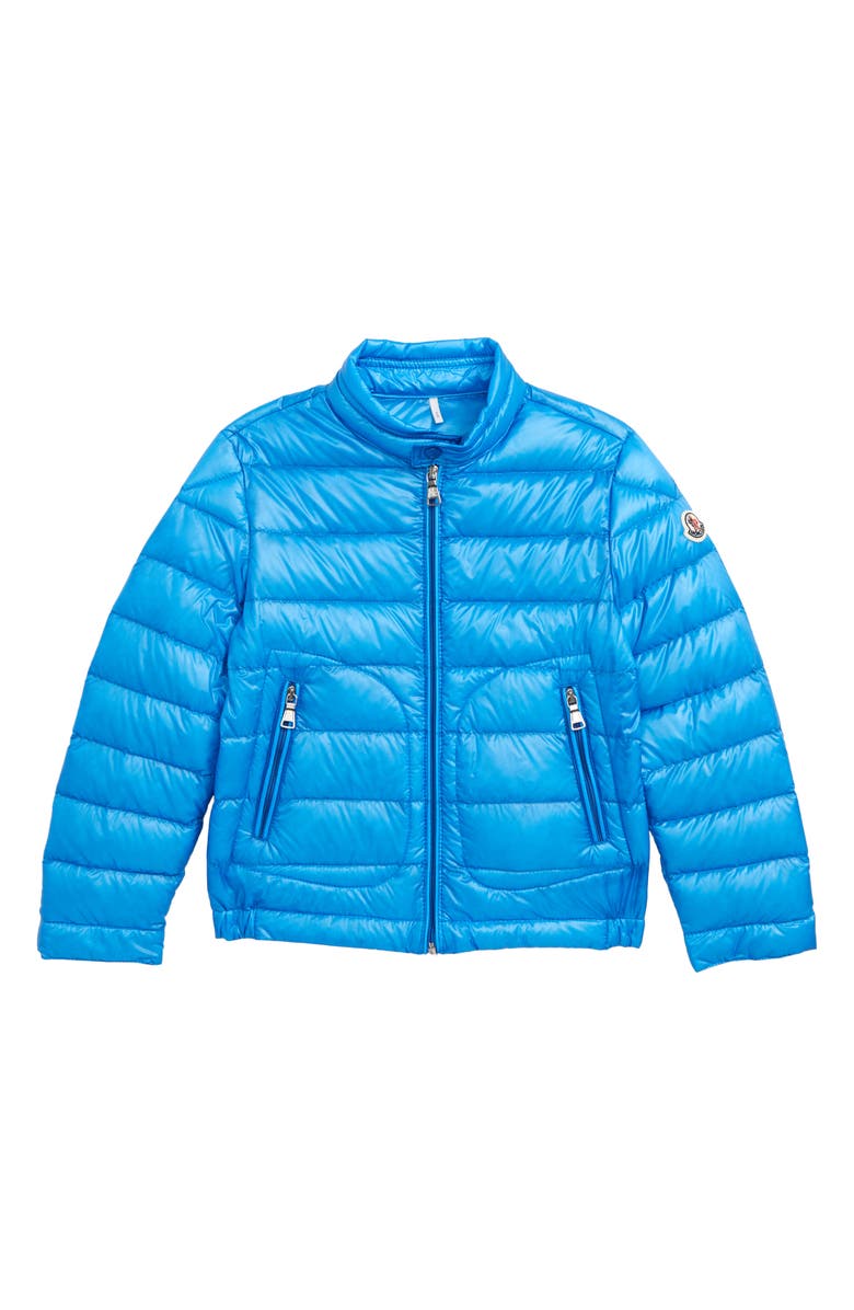 Moncler Acorus Channel Quilted Down Moto Jacket, Main, color,