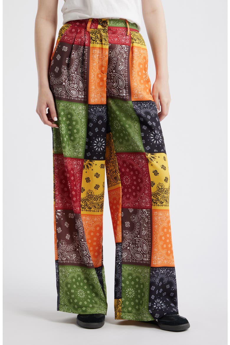 Never Taking These Off Colorblock Bandana Wide Leg Pants, Main, color, MULTICOLOR BANDANA