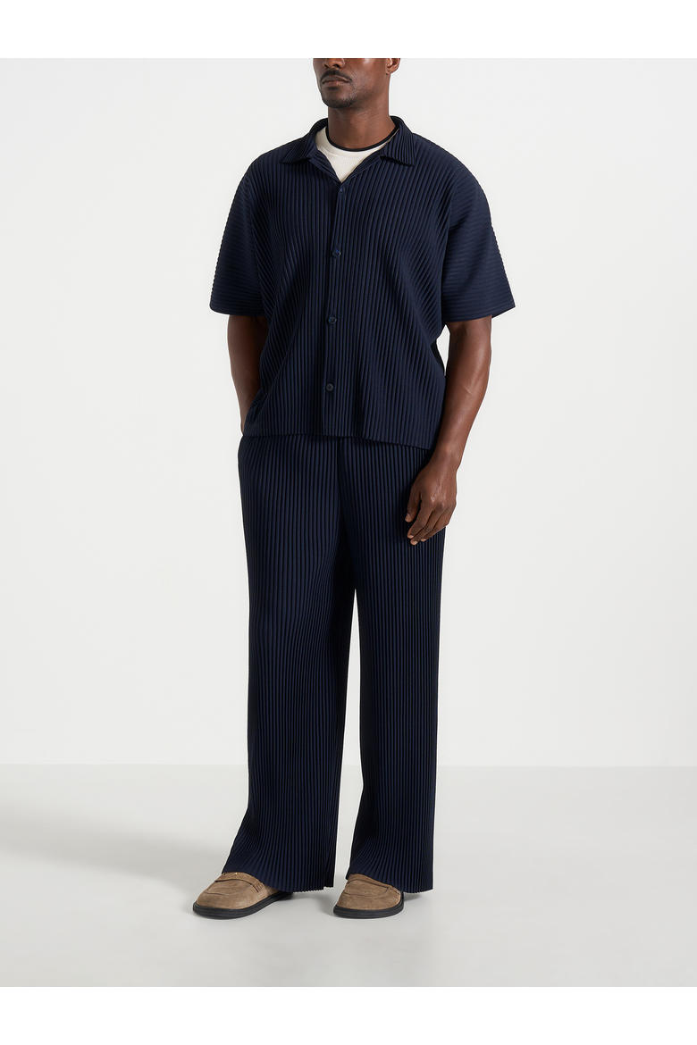 Jonas Pleated Wide Leg Pants, Alternate, color, Navy