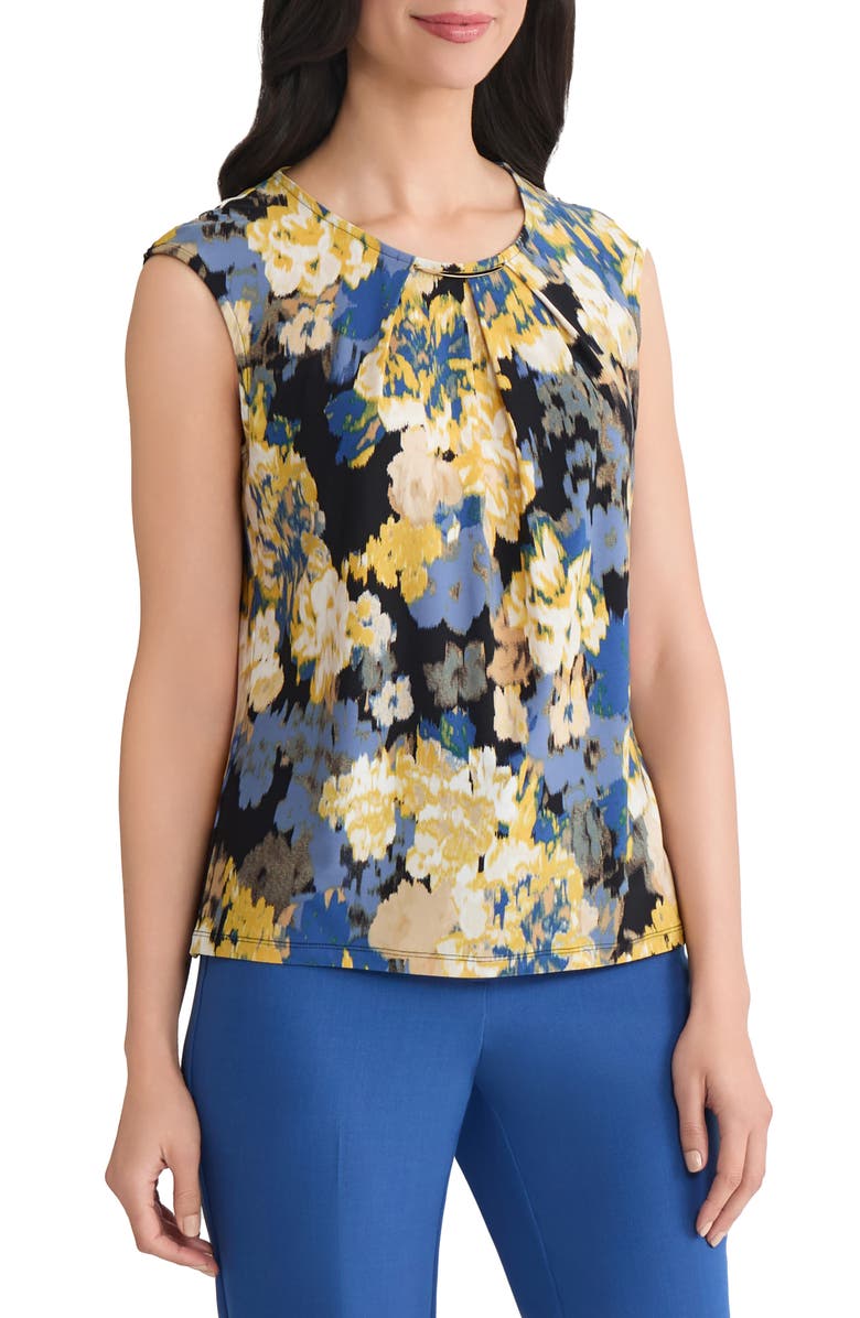 KASPER Abstract Print Hardware Detail Sleeveless Knit Top, Alternate, color,