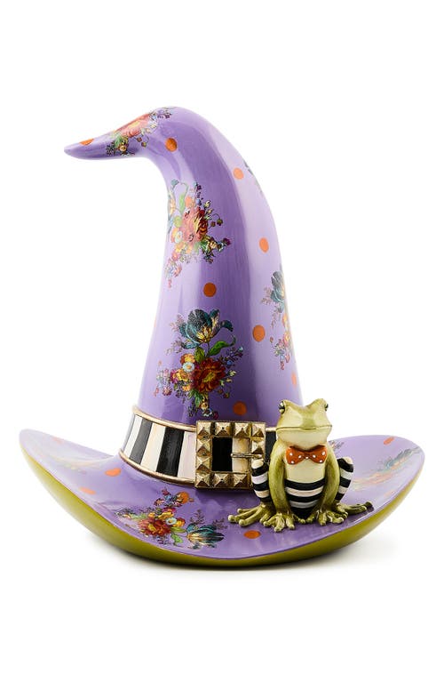 Mackenzie-childs Mackenzie Childs Fergal The Frog Witch's Hat Halloween Figurine In Purple