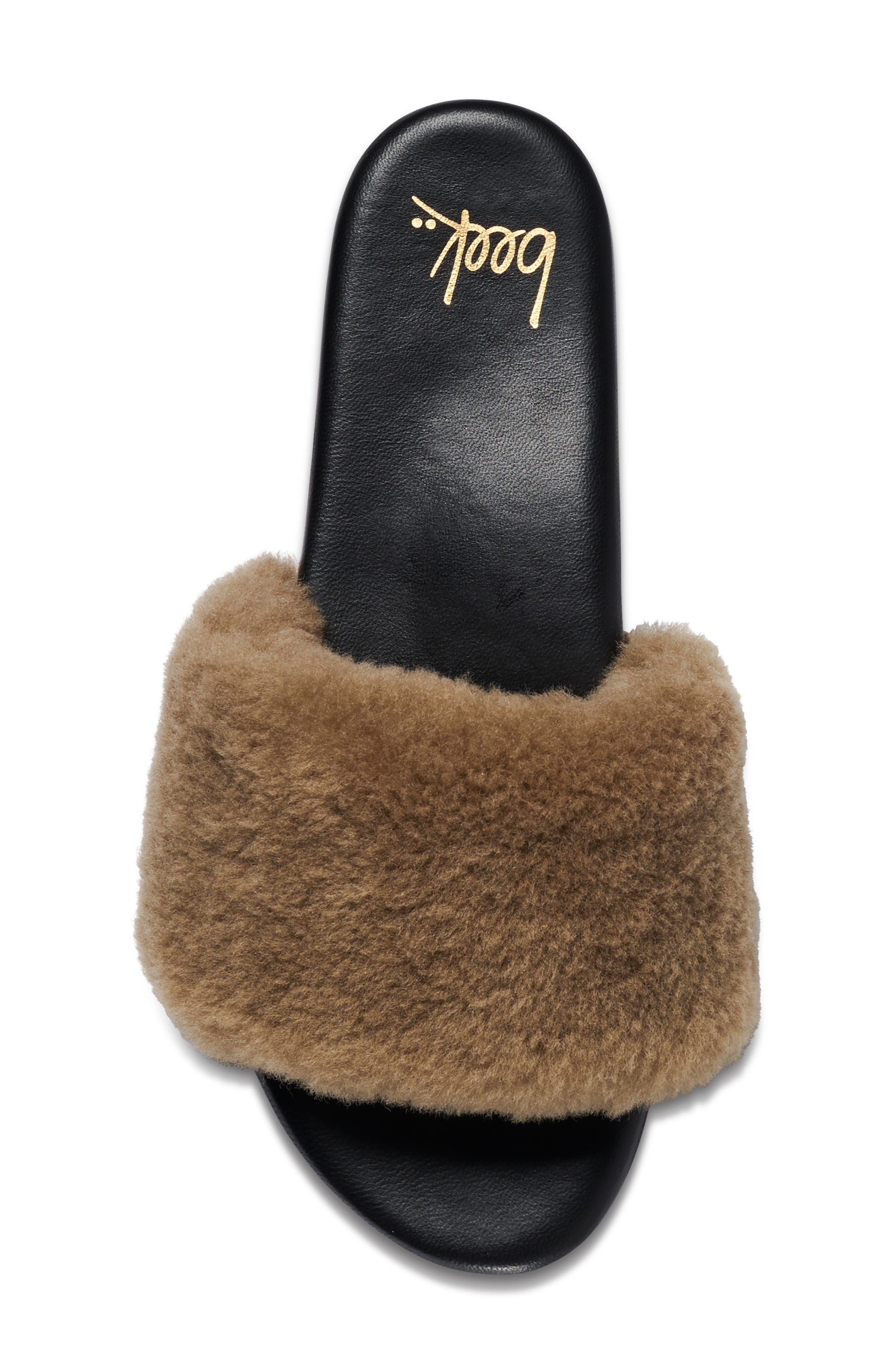 Baza Genuine Shearling Slide Sandal, Alternate, color, BRONZE BLACK