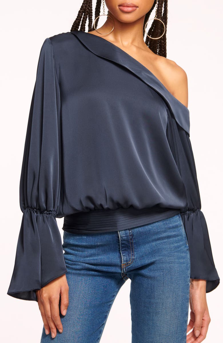 Ramy Brook Sammy One-Shoulder Top, Main, color, Navy
