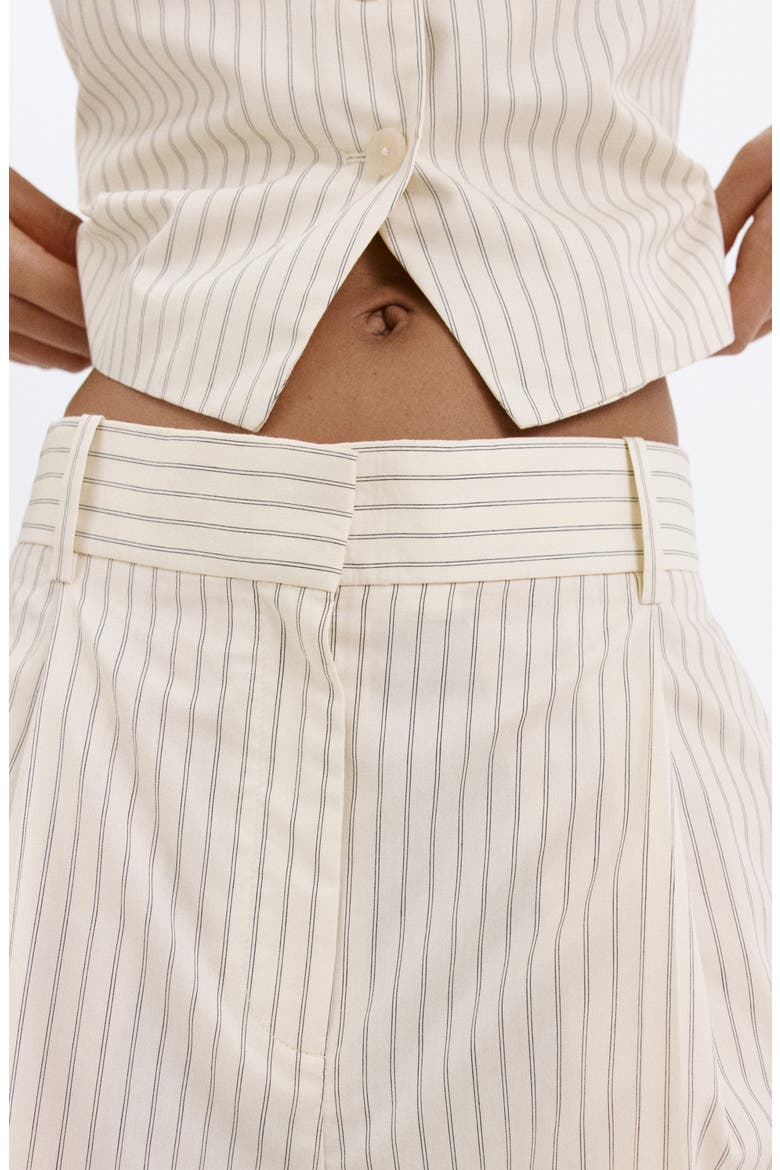 Pinstripe Pleated Bermuda Shorts, Alternate, color, VANILLA