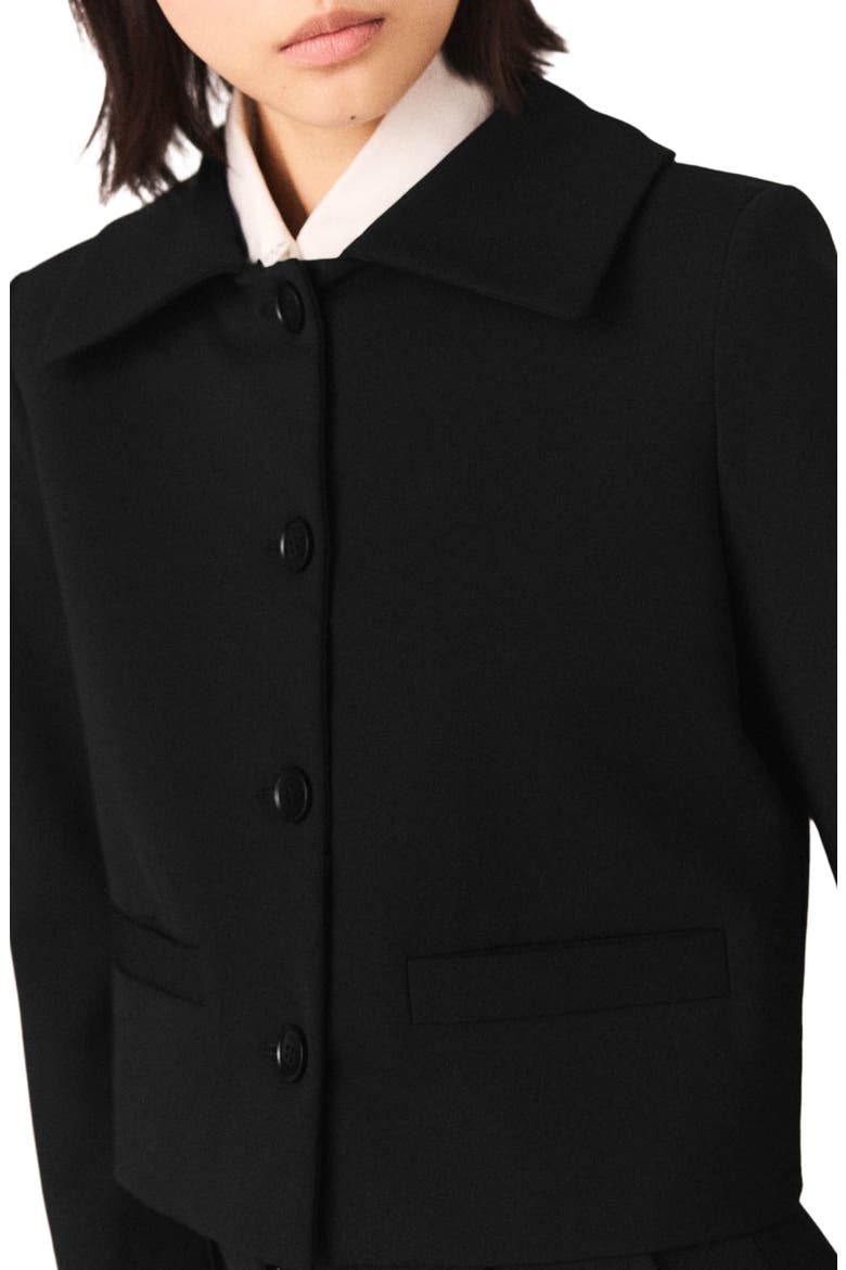 Short jacket with removable collar, Alternate, color, Black