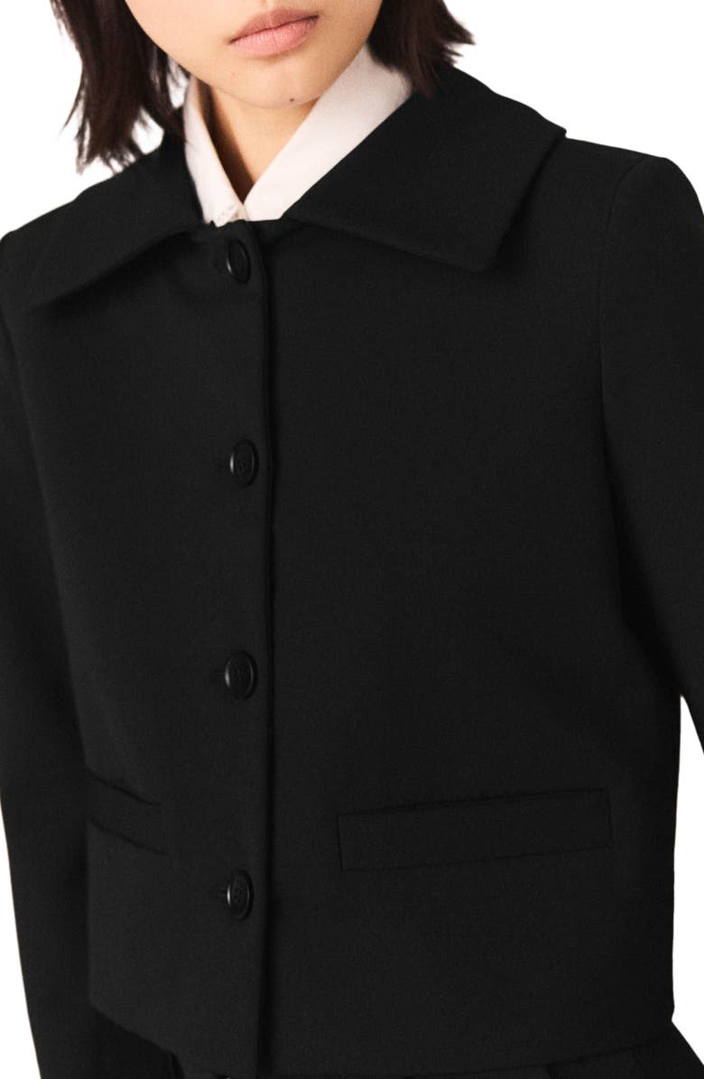 maje Short jacket with removable collar, Alternate, color, Black