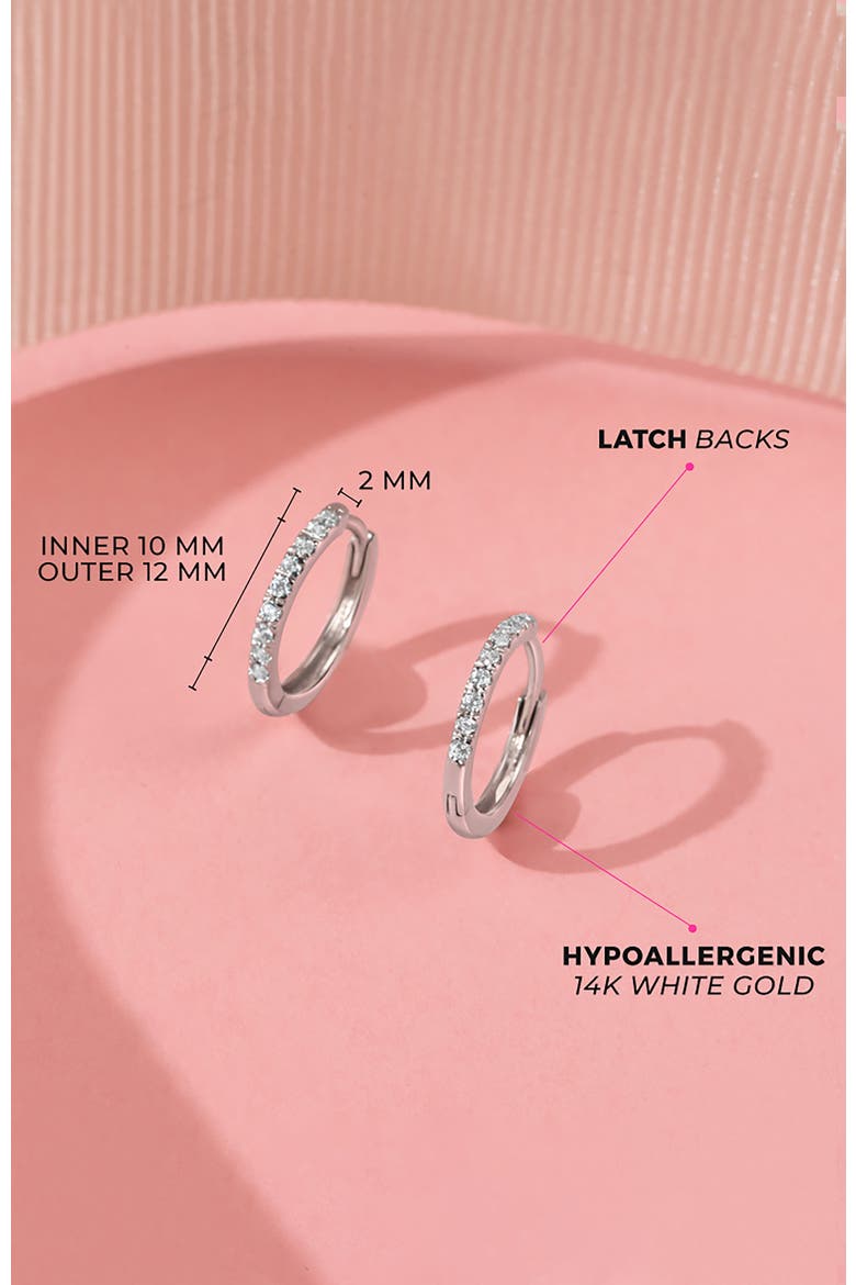 14k Clear Cubic Zirconia Encrusted Hoop Earrings, Alternate, color, Silver