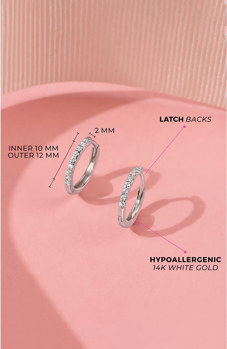 In Season Jewelry 14k Clear Cubic Zirconia Encrusted Hoop Earrings, Alternate, color, Silver
