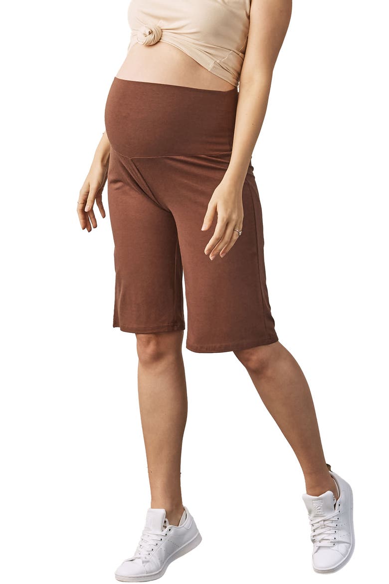 Wide Leg Knit Maternity Shorts, Alternate, color, BROWN