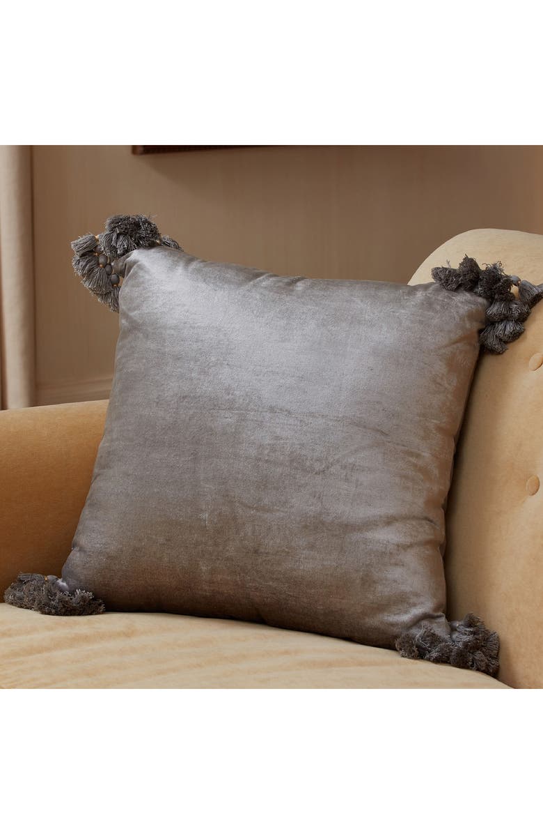 ROSELLI TRADING COMPANY Raj Velvet Tassel Throw Pillow, Alternate, color, Blue