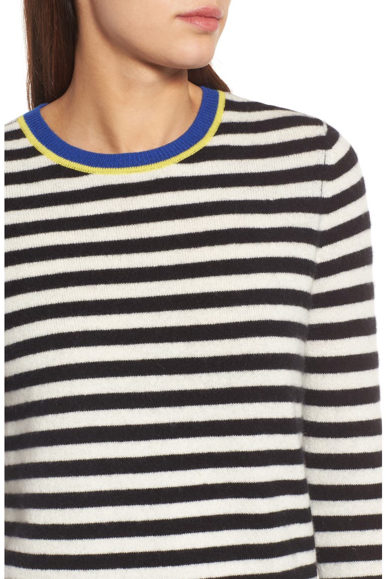 Stripe Cashmere Sweater, Alternate, color, BLACK- IVORY STAR STRIPE