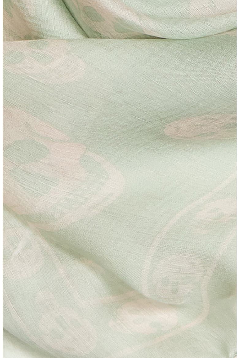 Skull Print Silk Scarf, Alternate, color, ACQUA