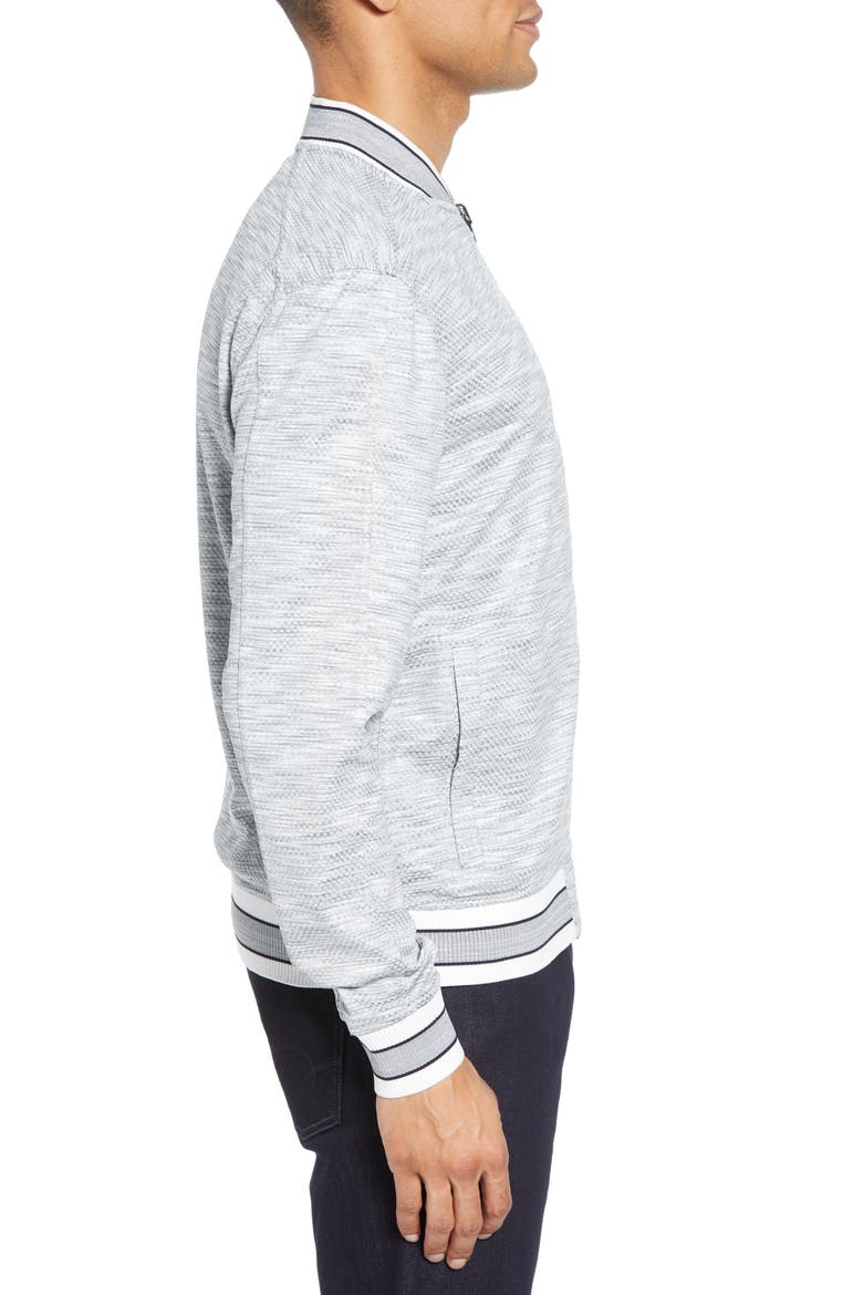 Slim Fit Reversible Bomber Jacket, Alternate, color, LIGHT GREY STRIPE