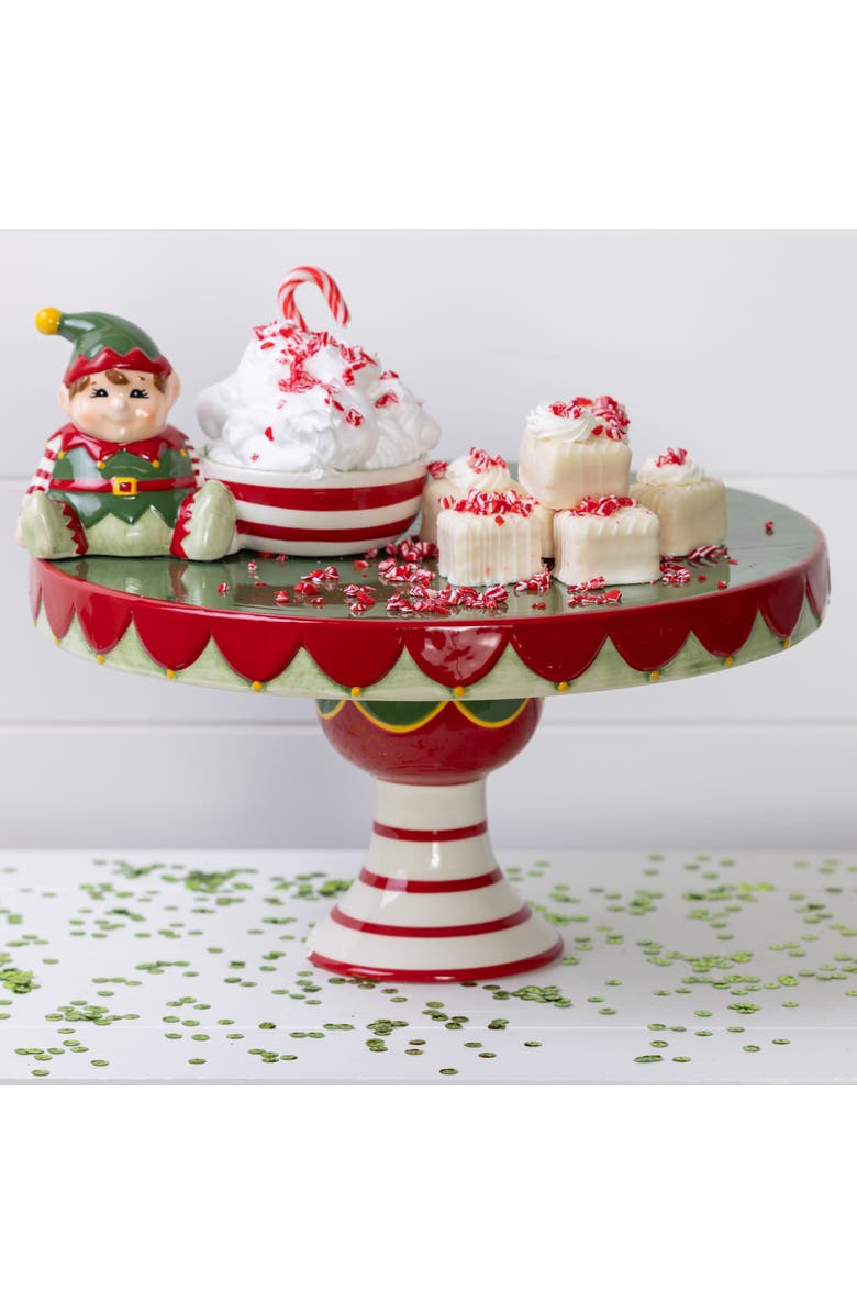 Transpac Holiday Santa
s Elf Pedestal Dip Bowl Set of 2 Festive Trays, Alternate, color, Multi