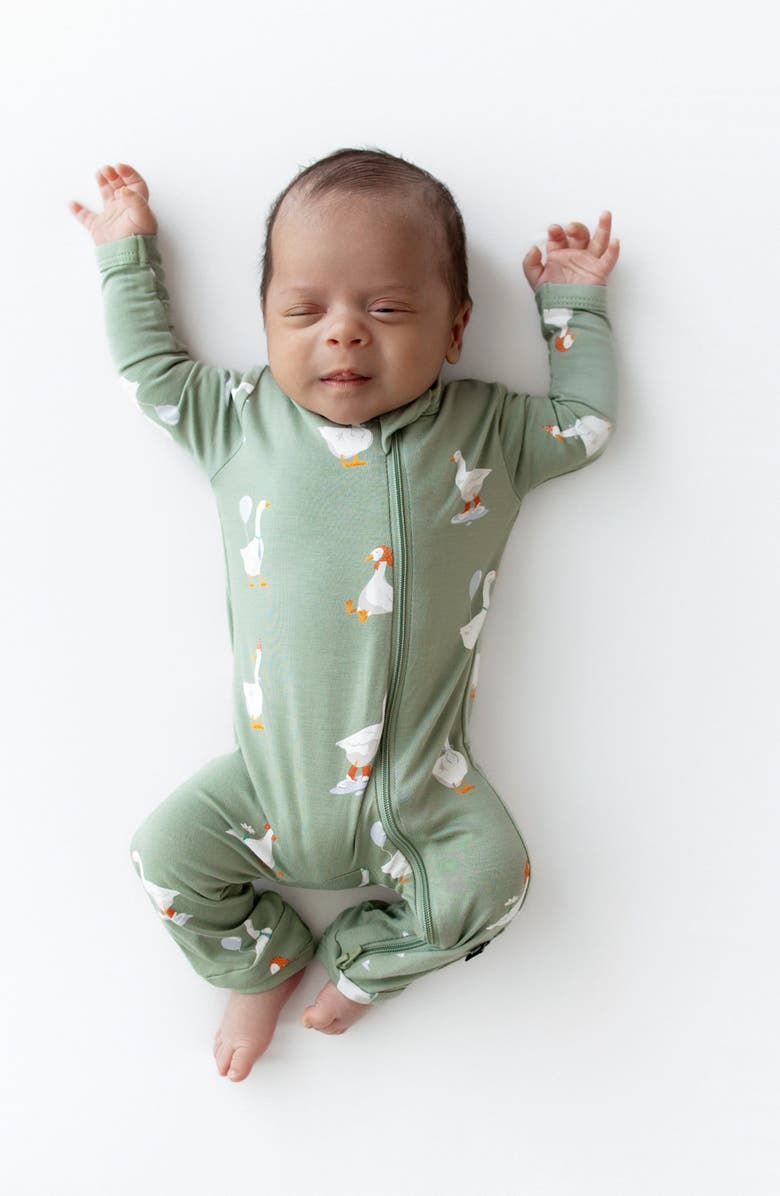 Kyte BABY Silly Goose Zip-Up Romper, Alternate, color, Silly Goose