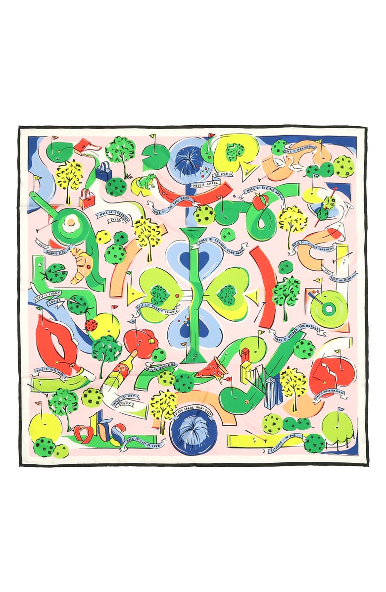 Kate Spade New York mini golf square silk scarf, Main, color, 