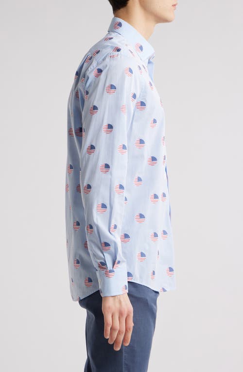Scott Barber Flag Dot Jacquard Button-up Shirt In Blue
