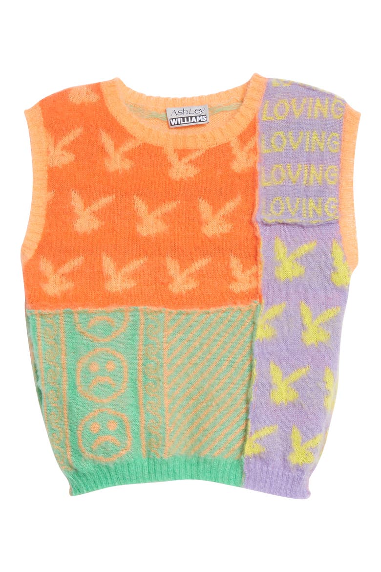 Patchwork Float Jacquard Mohair Sweater Vest, Alternate, color, PATCHWORK