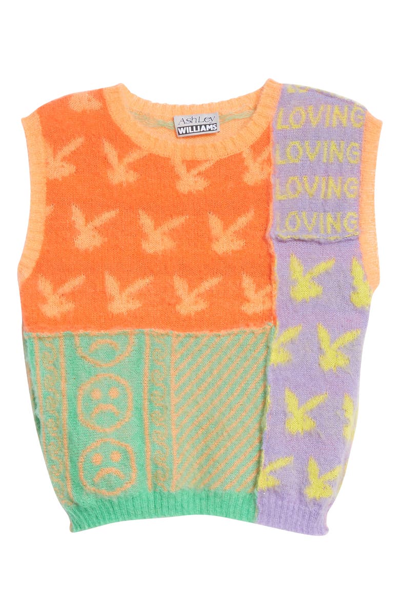 Ashley Williams Patchwork Float Jacquard Mohair Sweater Vest, Alternate, color, 