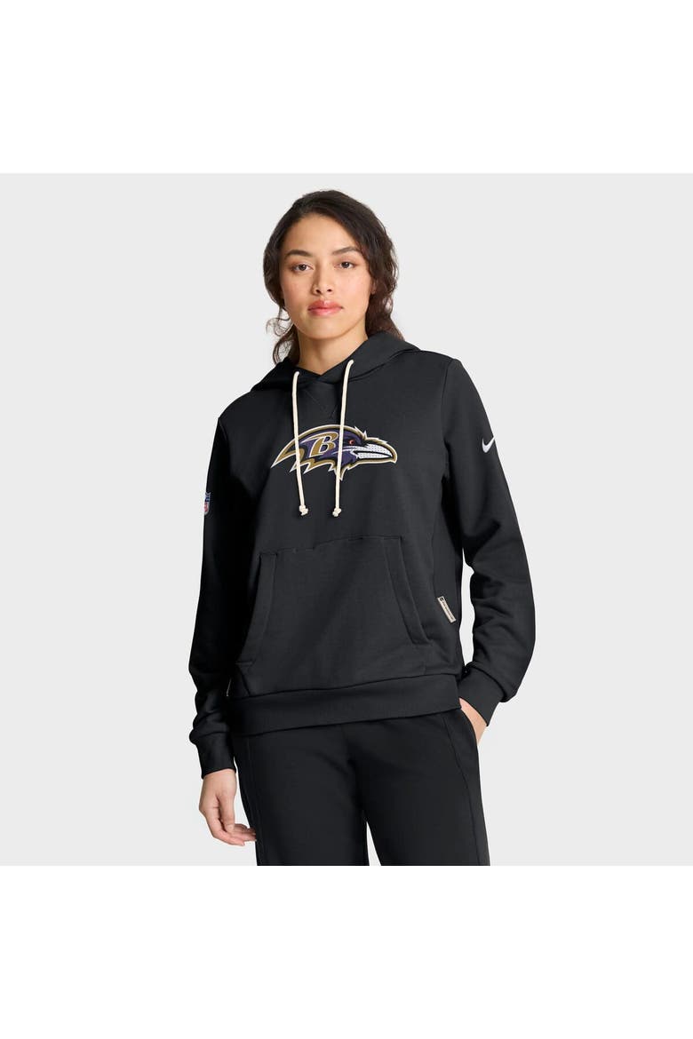 Women's Nike Black Baltimore Ravens Sideline Standard Issue Initial Home Dri-FIT Hoodie, Main, color, Black