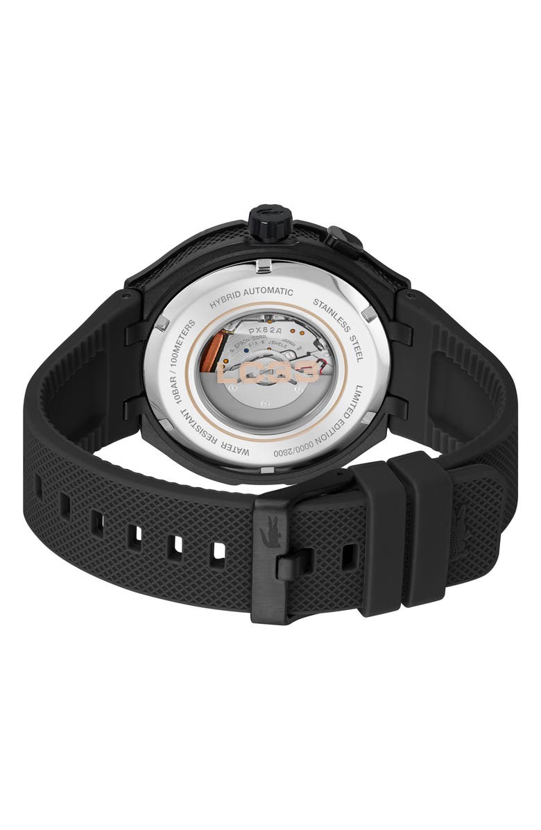 Lacoste LC33 Hybrid Silicone Strap Watch, 44mm, Alternate, color, Black