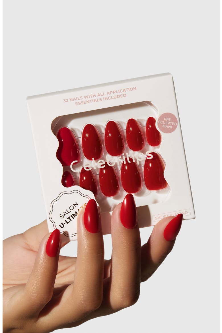 Salon U-ltimate Extra Short Almond Press-On Nails, Alternate, color, RED RED