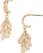 Cara Cubic Zirconia Cluster Drop Hoop Earrings