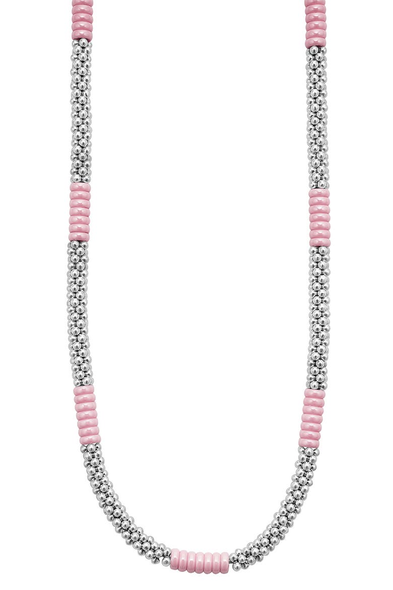 Pink Caviar Ceramic Station Necklace, Main, color, PINK