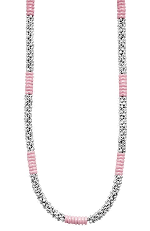 Pink Caviar Ceramic Station Necklace