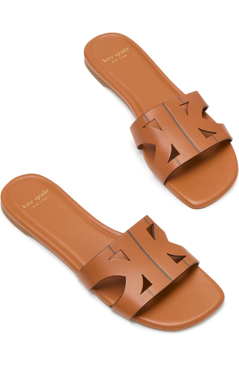 Kate Spade New York duo smooth leather slide sandal, Alternate, color, Saddle