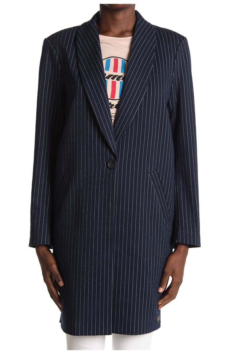 Scotch & Soda Tailored Stripe Jersey Coat, Alternate, color,