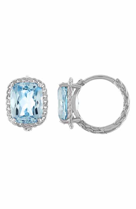 FZN Sterling Silver Genuine Gemstone Wheat Huggie Earrings