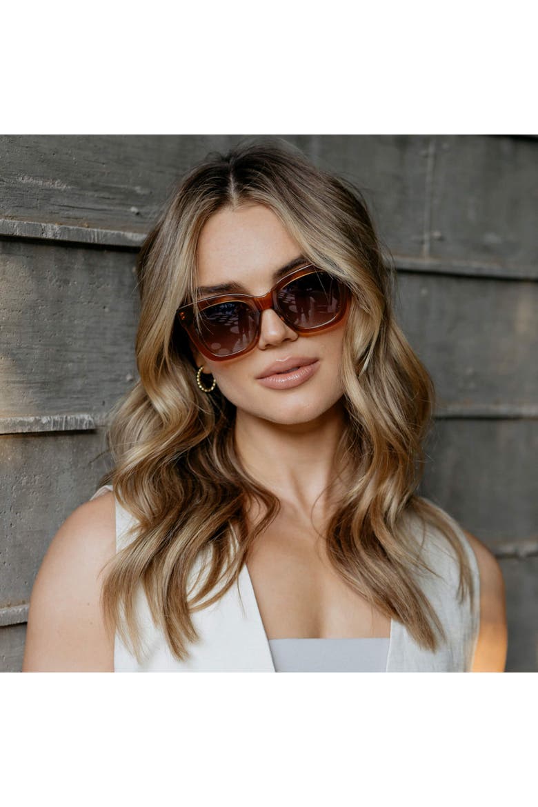 Stormi - 50mm Cat-Eye Polarized Sunglasses, Alternate, color, Crystal Chestnut Brown