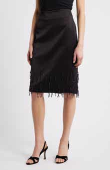 MANGO Crystal Trim Midi Skirt