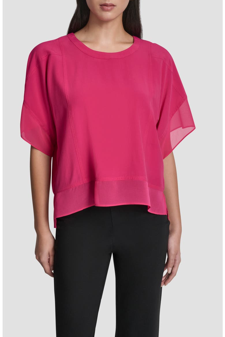 Mixed Media Dolman Sleeve Top, Main, color, HOT PINK