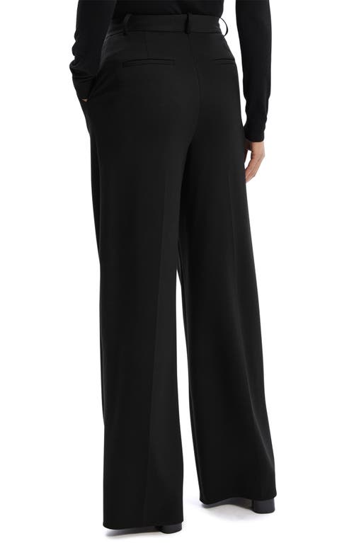Theory High Waist Double Knit Wide Leg Pants In Black