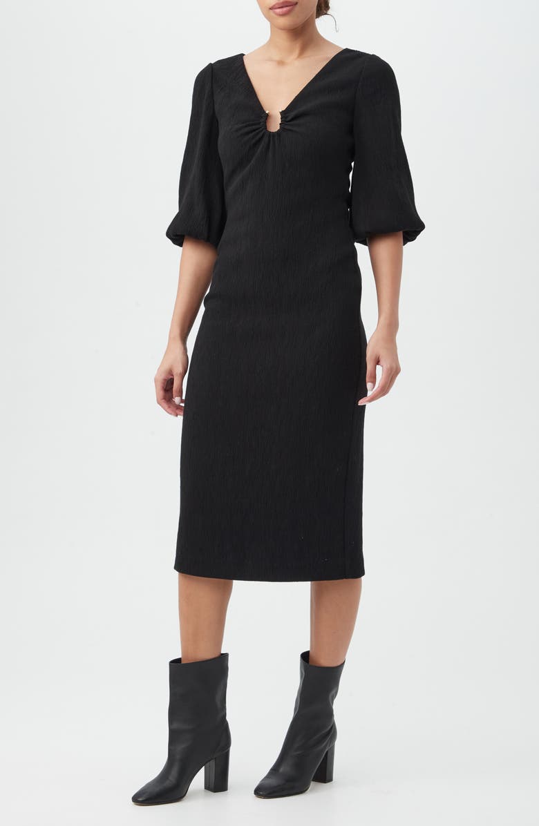 Trina Turk Madeline Textured Midi Dress, Alternate, color, Black