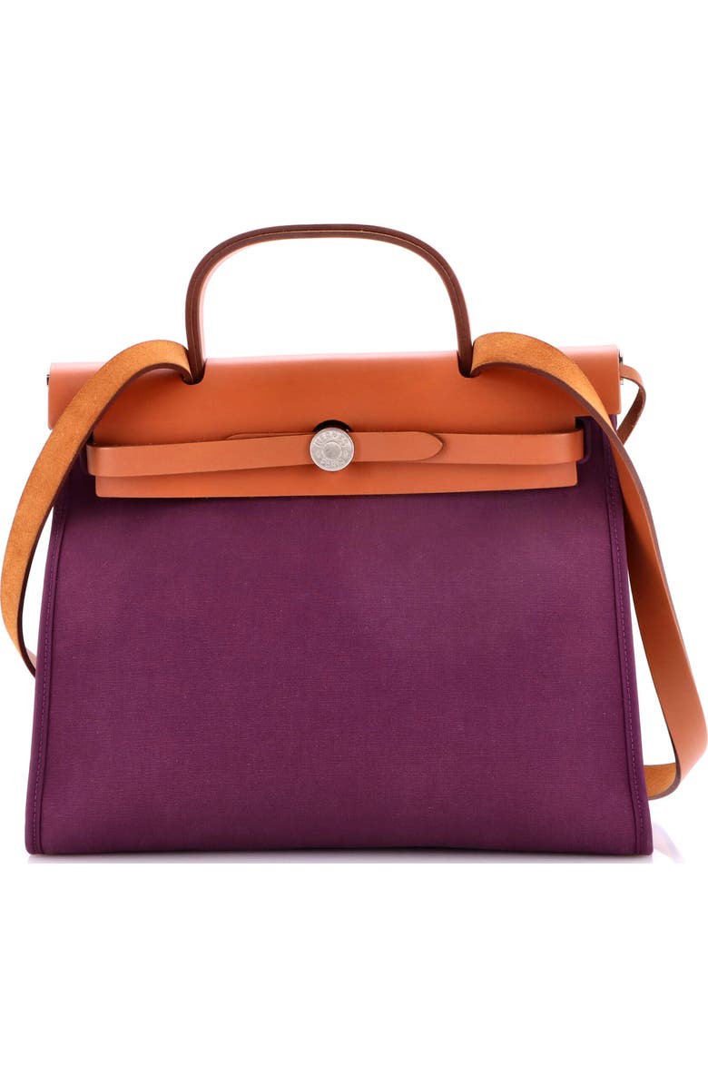 Pre-Owned Hermes Herbag Zip Leather and Toile 31, Main, color, Cassis