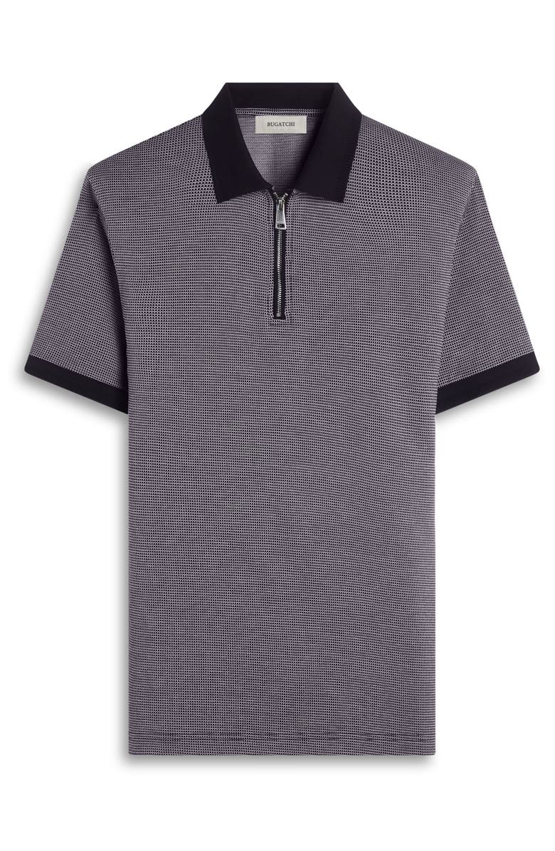 Bugatchi Contrast Trim Zip Polo, Alternate, color, Black