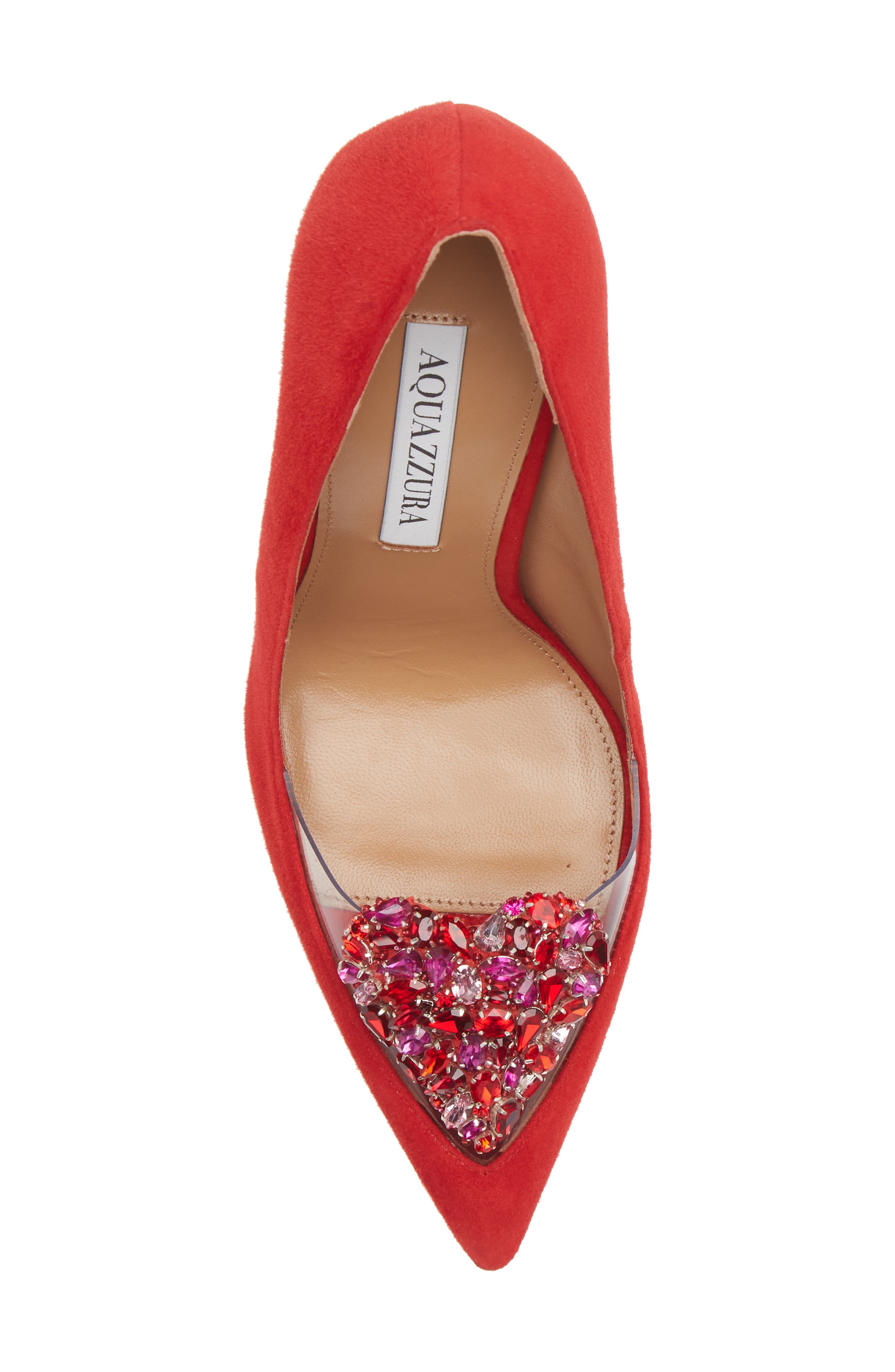 Aquazzura Love Me Pavé Heart Pointed Toe Pump, Alternate, color, 