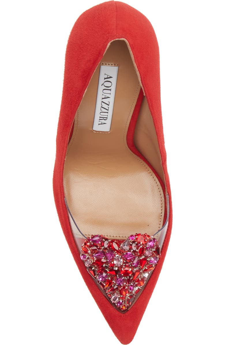 Aquazzura Love Me Pavé Heart Pointed Toe Pump, Alternate, color,