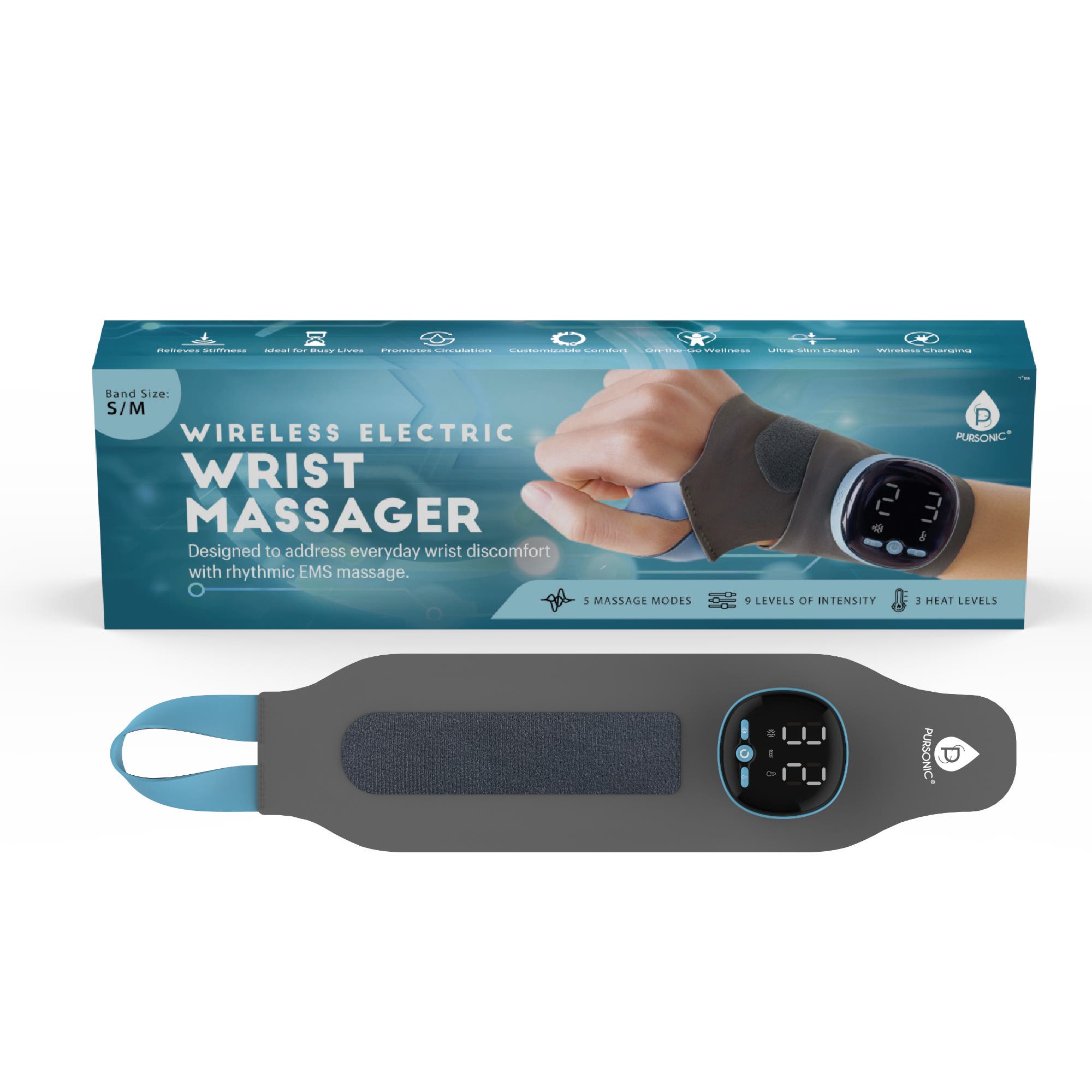 PURSONIC Electric Massager Wrist Guard Relax & Revitalize Your Wrists! in Grey 