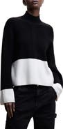 MANGO Colorblock Turtleneck Sweater