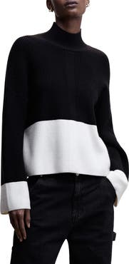 MANGO Colorblock Turtleneck Sweater