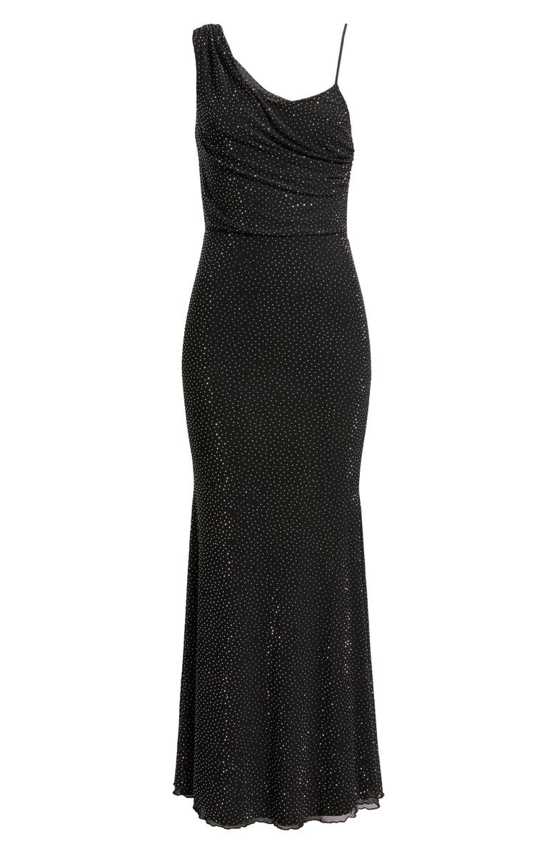 Rare London Diamante Asymmetric Gown, Alternate, color, Black
