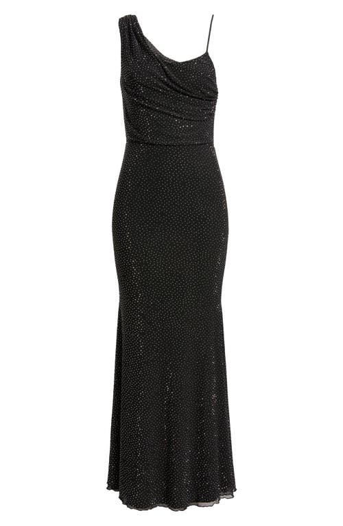 Rare London Diamante Asymmetric Gown In Black