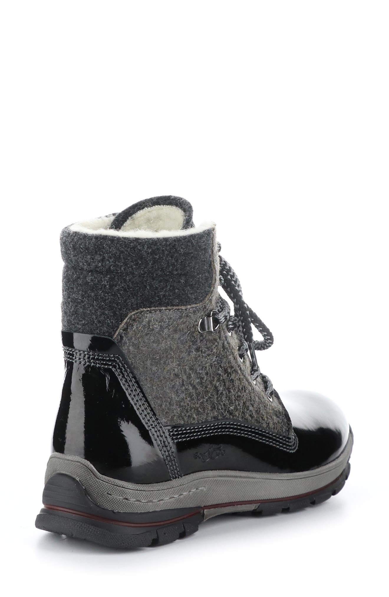 Gift Lace Up Wool & Leather Boot, Alternate, color, BLACK PATENT