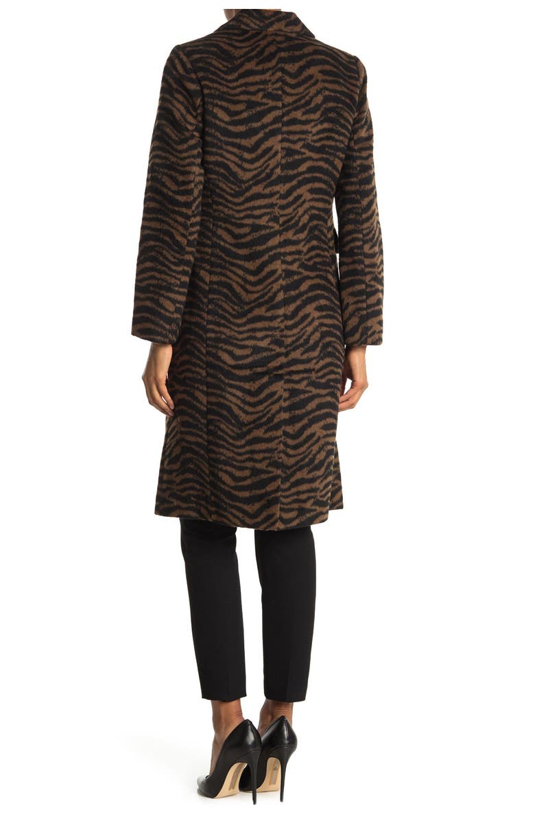 Tahari Raven Zebra Print Felted Coat, Alternate, color, 